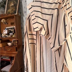 Amazon Cream and Black Striped Ruffle-Trim Blouse & Short Set